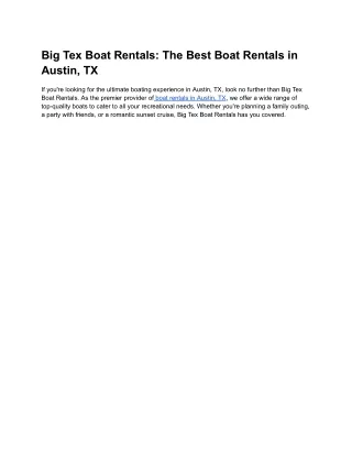 Big Tex Boat Rentals_ The Best Boat Rentals in Austin, TX