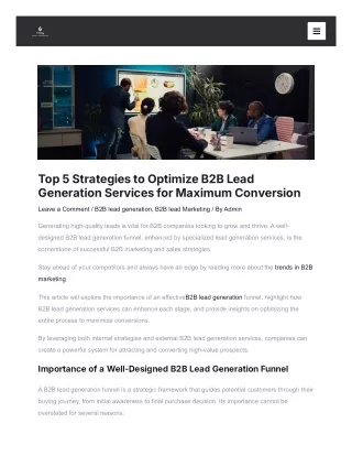 Top 5 Strategies to Optimize B2B Lead Generation Services for Maximum Conversion