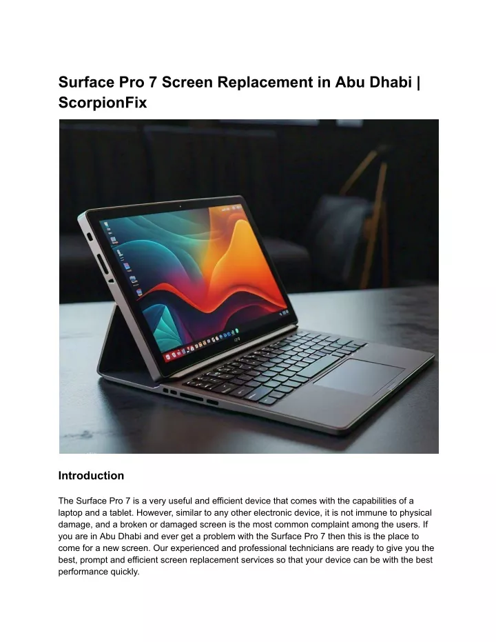 surface pro 7 screen replacement in abu dhabi