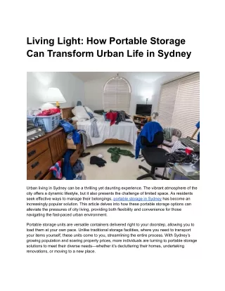 Living Light: How Portable Storage Can Transform Urban Life in Sydney