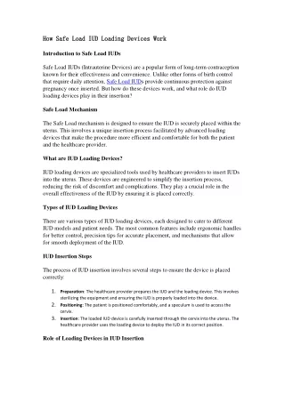 How Safe Load IUD Loading Devices Work