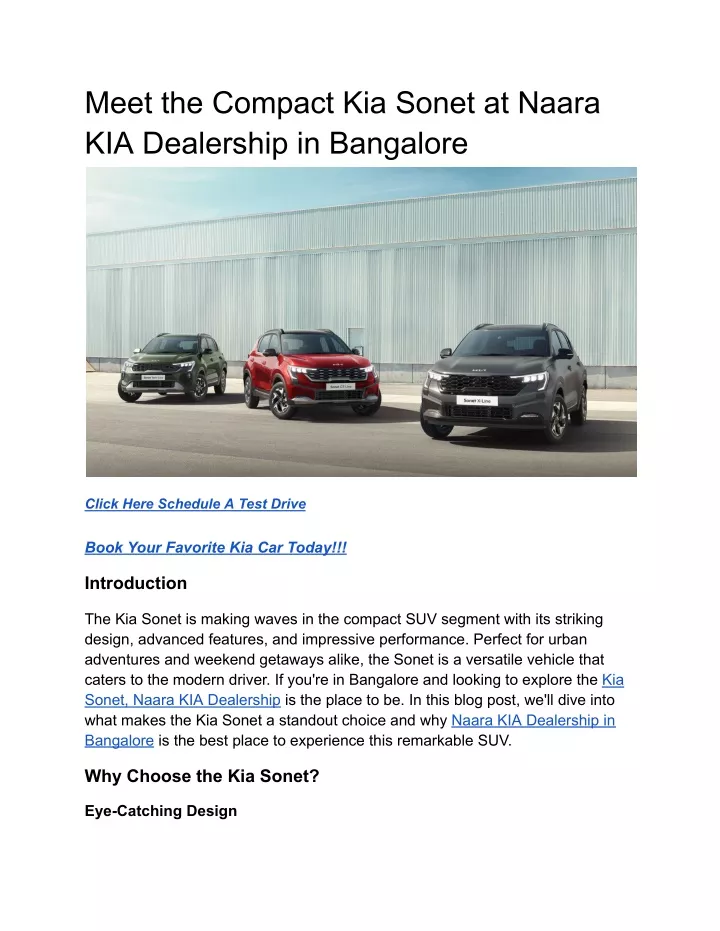 meet the compact kia sonet at naara