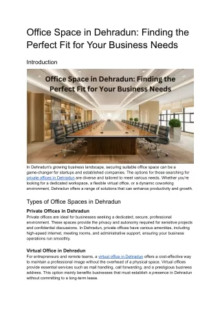 Office Space in Dehradun_ Finding the Perfect Fit for Your Business Needs