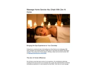 Home Spa & Relaxation Massage Services in Dubai, UAE | Zen at Home