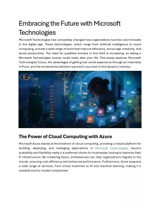 embracing the future with microsoft technologies