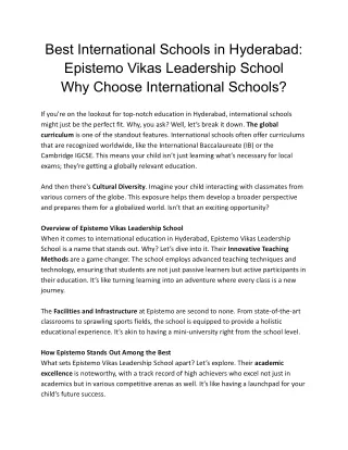 Best International Schools in Hyderabad_ Epistemo Vikas Leadership School