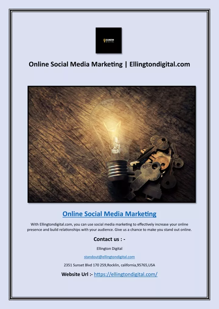 online social media marketing ellingtondigital com