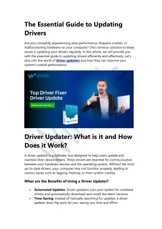 The Essential Guide to Updating Drivers | Driver Update Software Download
