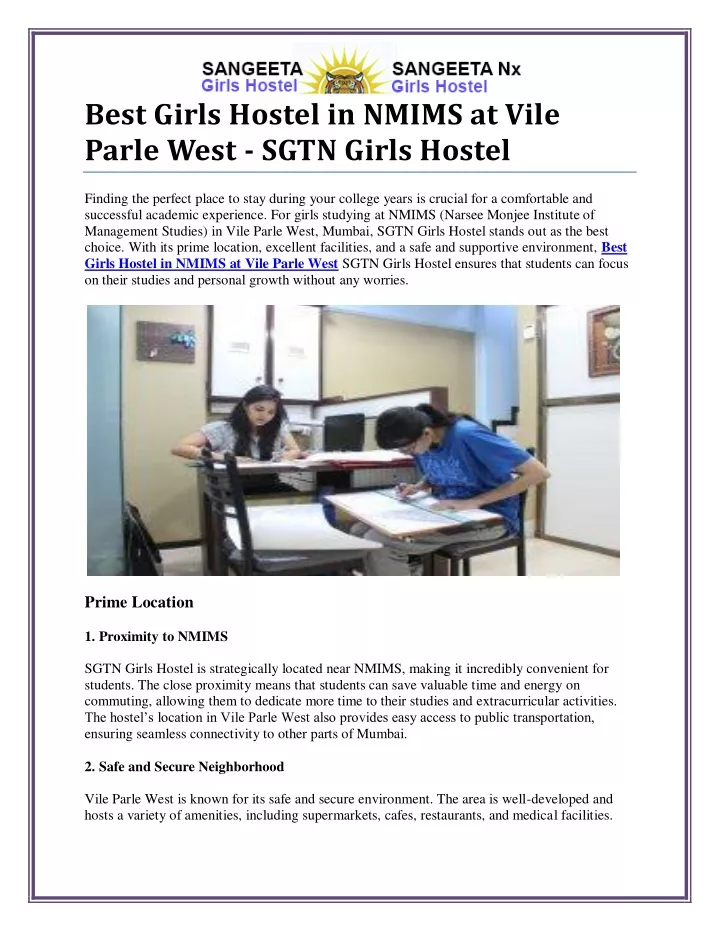 best girls hostel in nmims at vile parle west