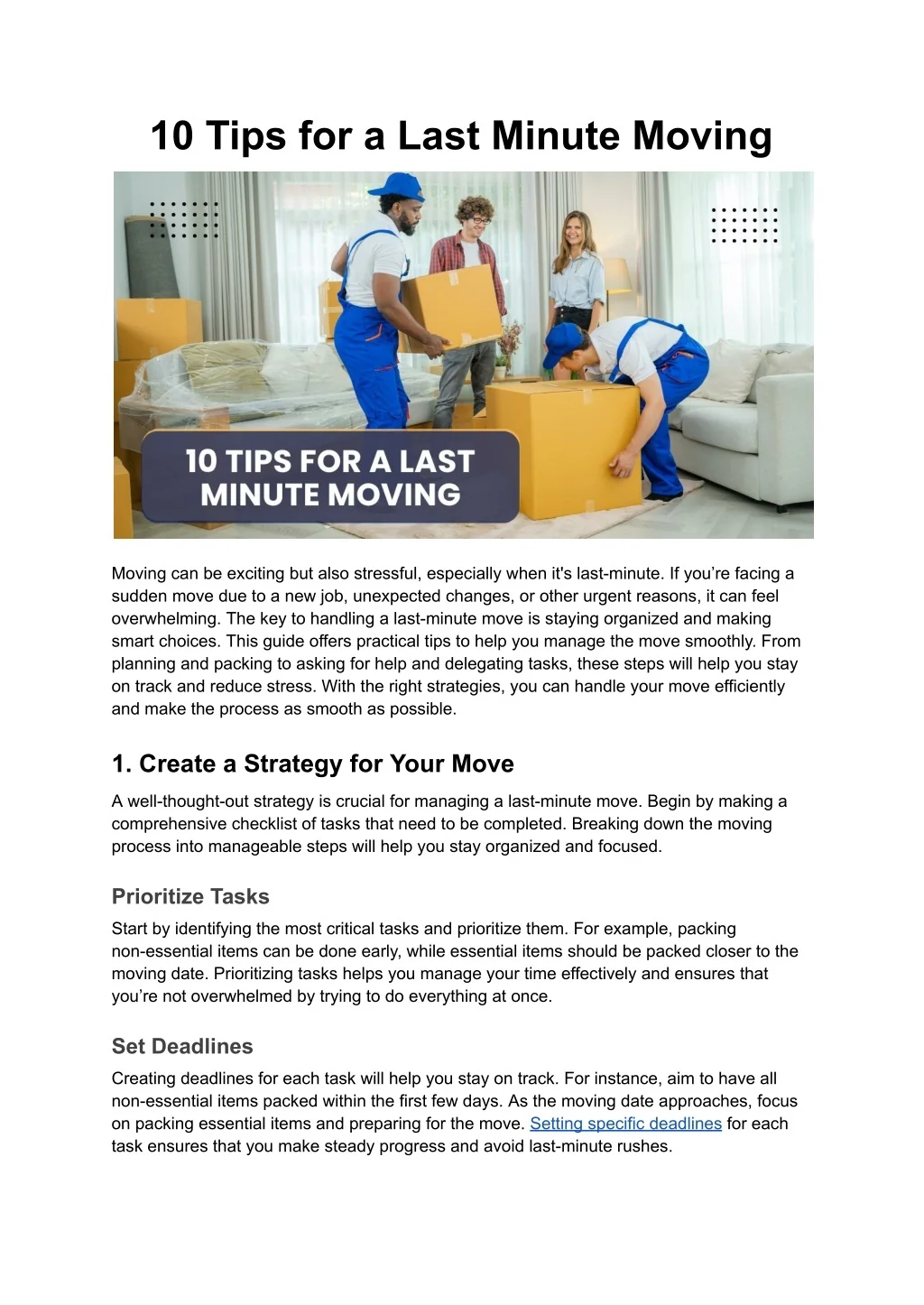 PPT - 10 Tips for a Last Minute Moving PowerPoint Presentation, free ...