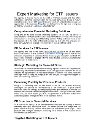 Expert Marketing for ETF Issuers