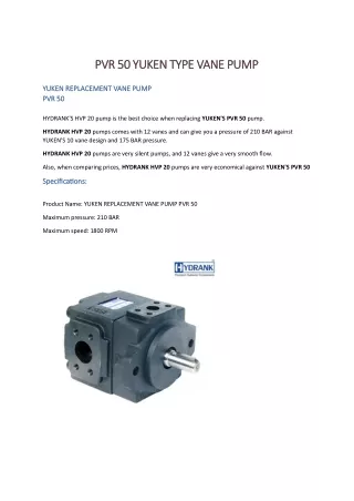 PVR 50 YUKEN TYPE VANE PUMP