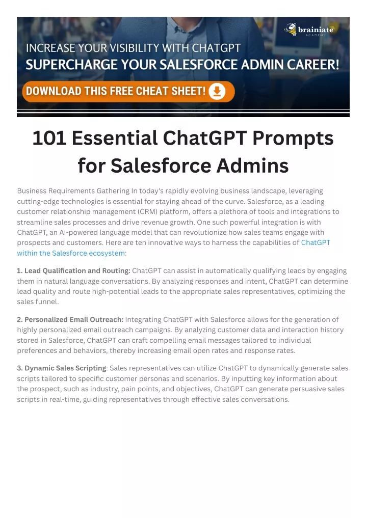 101 essential chatgpt prompts for salesforce