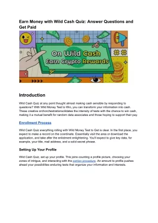 Earn Money with Wild Cash Quiz_ Answer Questions and Get Paid