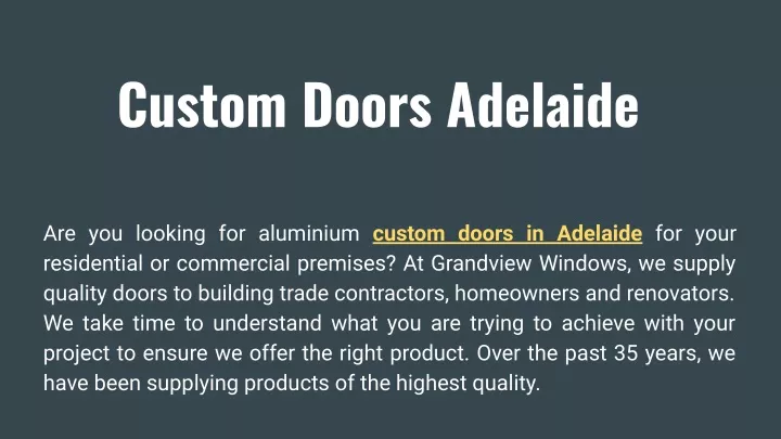 custom doors adelaide