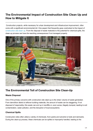 the environmental impact of construction site