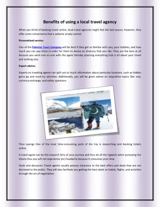 Benefits of using a local travel agency