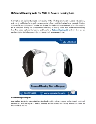 ReSound Hearing Aids for Mild to Severe Hearing Loss