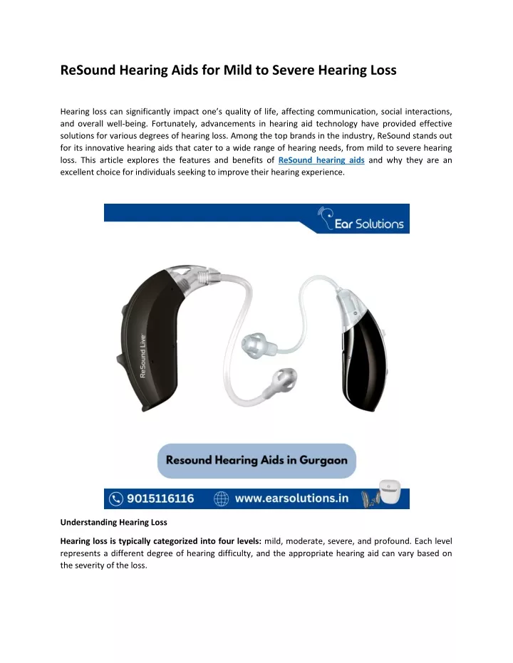 resound hearing aids for mild to severe hearing