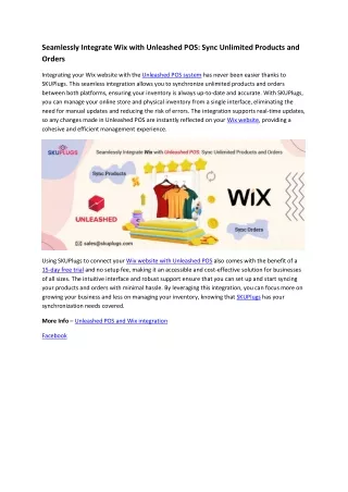 Seamlessly Integrate Wix with Unleashed POS: Sync Unlimited Products and Orders