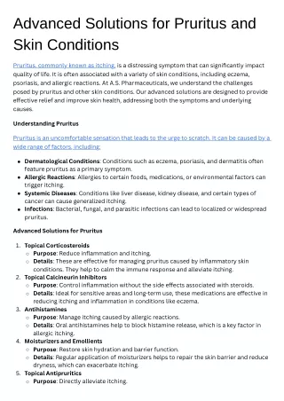 advanced solutions for pruritus and skin