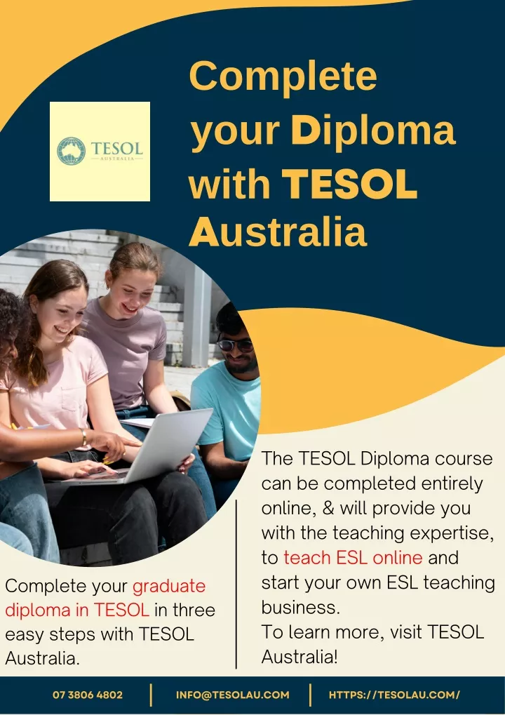 complete your d iploma with tesol a ustralia