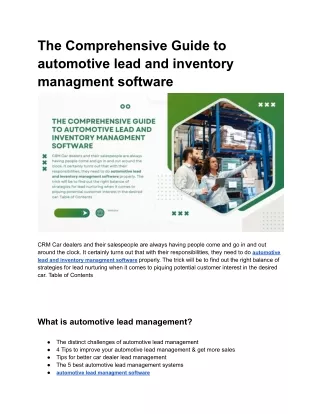 The Comprehensive Guide to automotive lead and inventory managment software