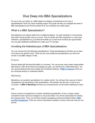 SCMS Nagpur- Dive Deep into BBA Specializations