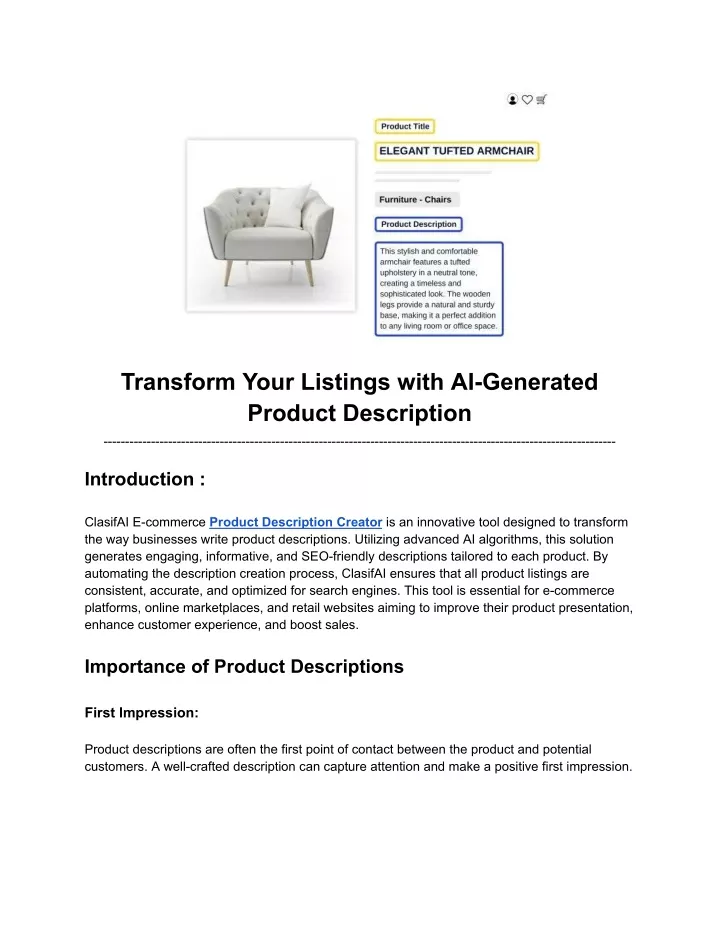 transform your listings with ai generated product