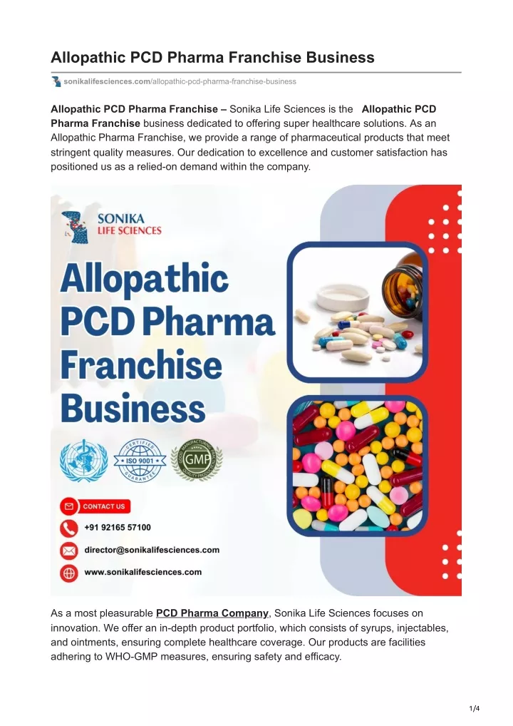 allopathic pcd pharma franchise business