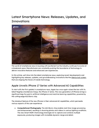 latest smartphone news releases updates