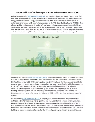 leed certification s advantages a route