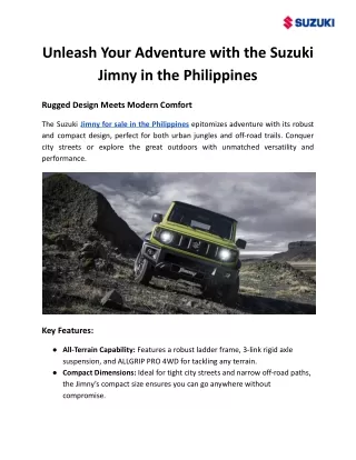 unleash your adventure with the suzuki jimny