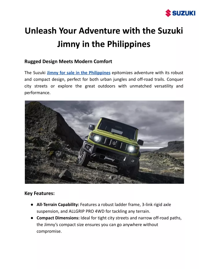 unleash your adventure with the suzuki jimny