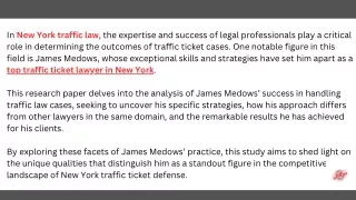 Why James Medows Stands Out A Top New York Traffic Ticket Lawyer