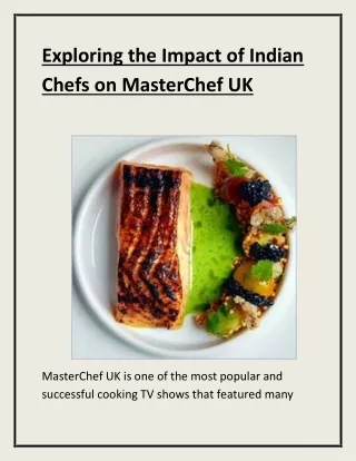 Exploring the Impact of Indian Chefs on MasterChef UK