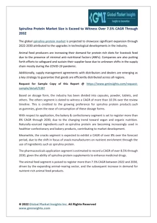 Spirulina Protein Market Analysis and Forecast 2032