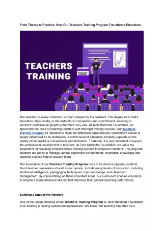 From Theory to Practice_ How Our Teachers Training Program Transforms Educators