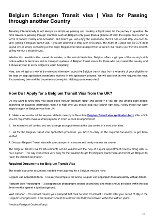 belgiumvisa.co.uk-Belgium Schengen Transit visa  Visa for Passing through another Country