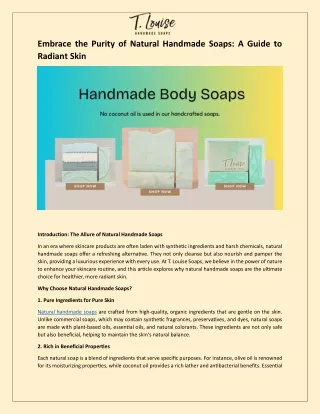 Embrace the Purity of Natural Handmade Soaps -A Guide to Radiant Skin