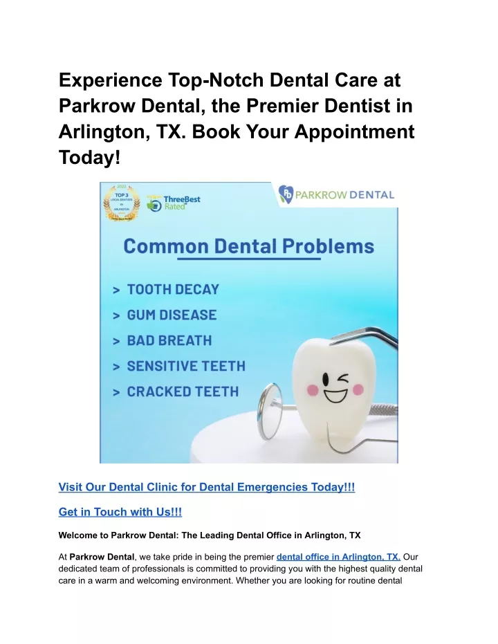 experience top notch dental care at parkrow