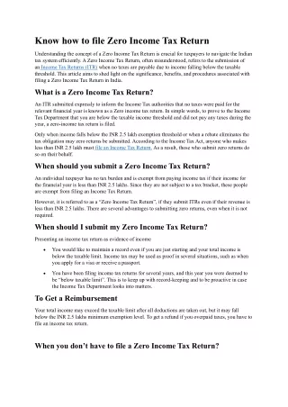 know how to file zero income tax return