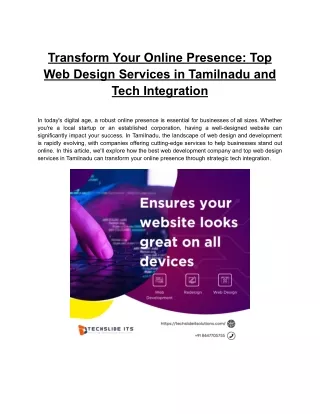 Transform Your Online Presence_ Top Web Design Services in Tamilnadu and Tech Integration
