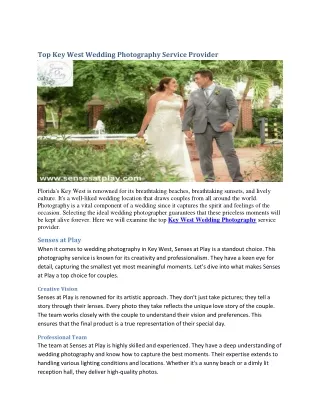 Top Key West Wedding Photography Service Provider