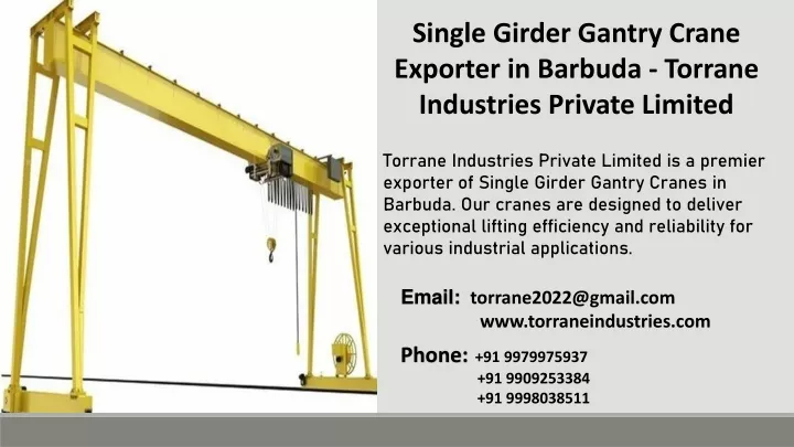 single girder gantry crane exporter in barbuda