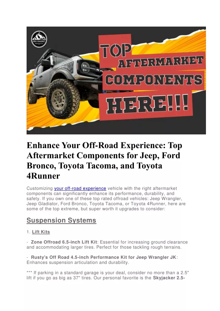 enhance your off road experience top aftermarket