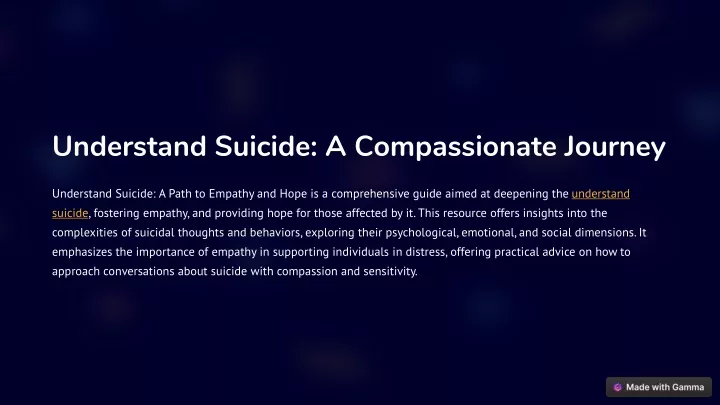 understand suicide a compassionate journey