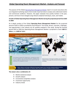 global operating room management market analysis