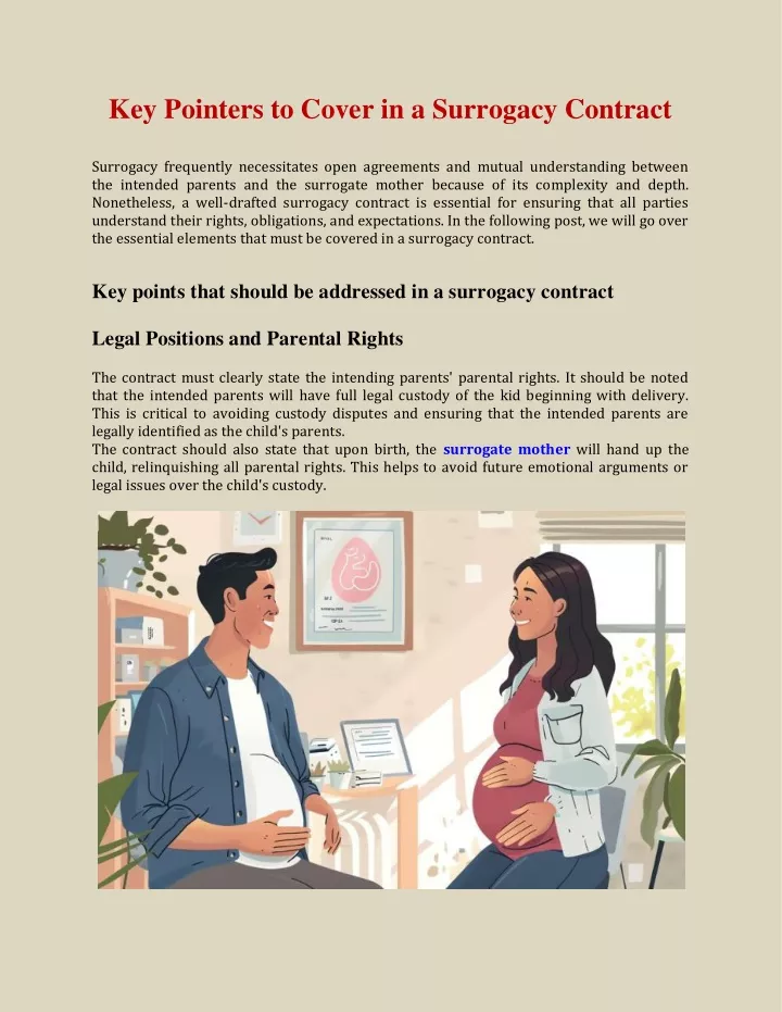 key pointers to cover in a surrogacy contract