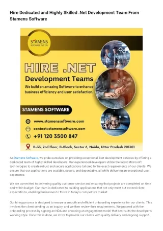 hire dedicated and highly skilled net development
